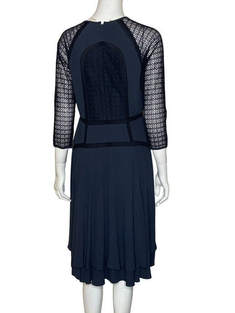 Vestido Rebecca Taylor Encaje Vuelo Azul-Talla S