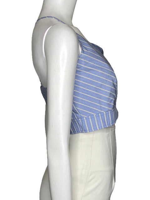 Top Moon River Crop Rayas Azul-Talla L
