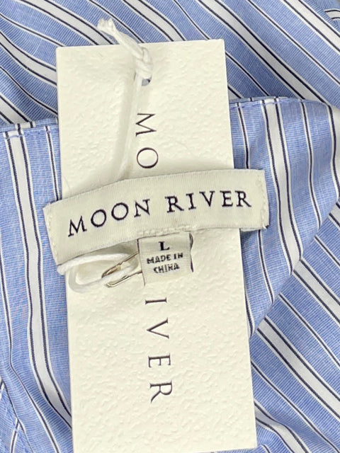 Top Moon River Crop Rayas Azul-Talla L