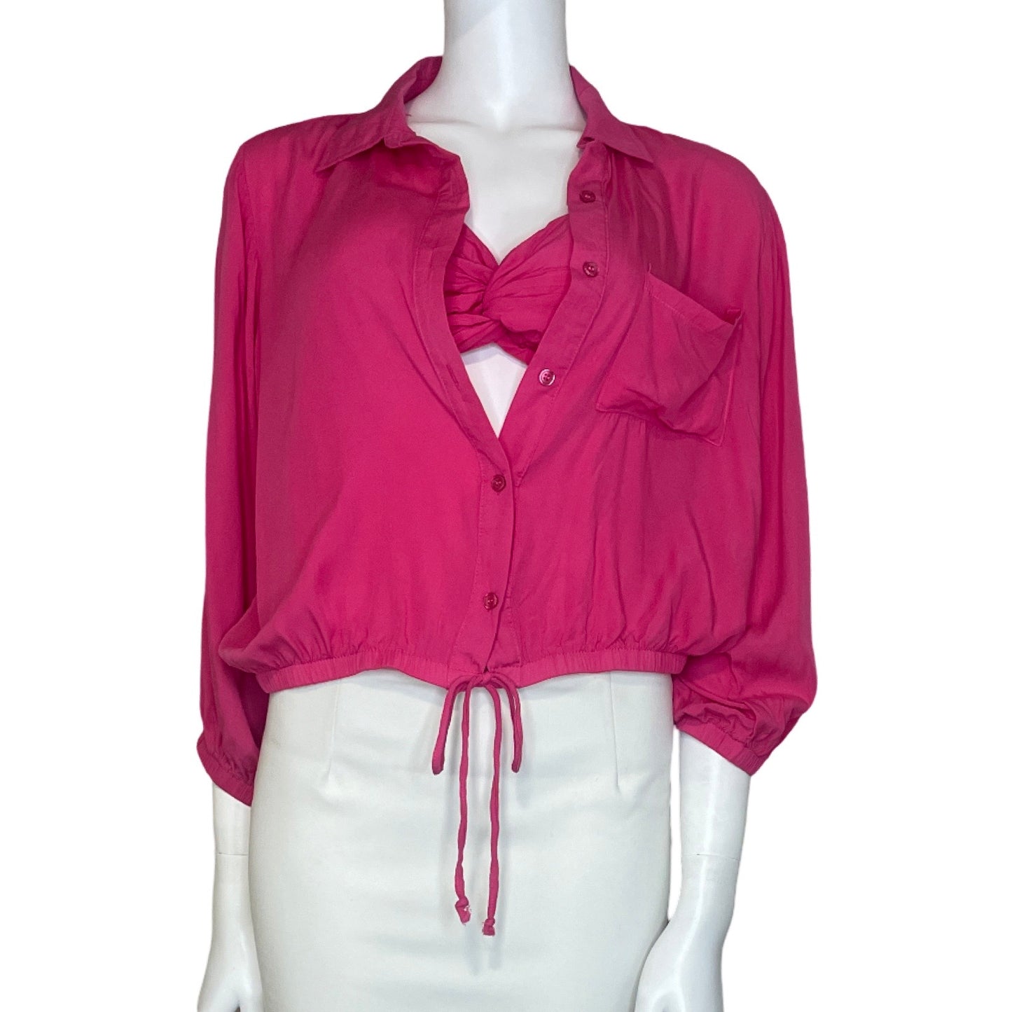 Set Blusa Cafe 7 Cintura Elastico Rosado Talla-M