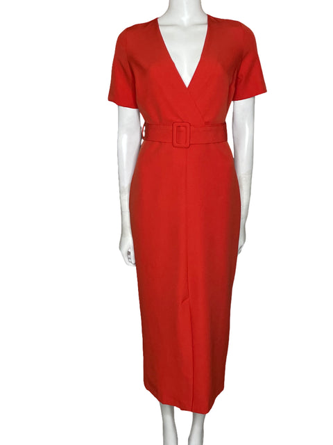 Vestido Zara Midi Escote V Naranja-Talla XS