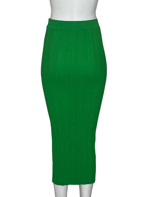 Falda MNG Midi Acanalado Verde - Talla XS