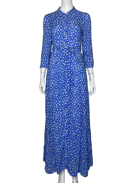Vestido Zara Camisero Estampado Azul - Talla XS