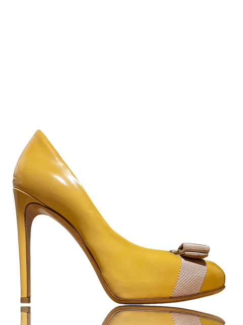 * Calzado Ferragamo Lazo Mostaza-Talla 5.5