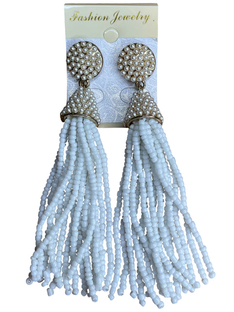 Aretes Fashion Jewerly Cascada Blanco-Talla U