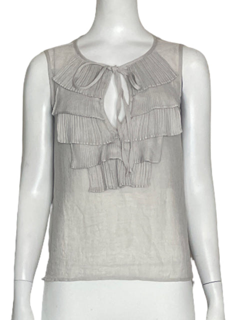 Blusa BCBG Vuelos Sin Mangas Gris-Talla XS