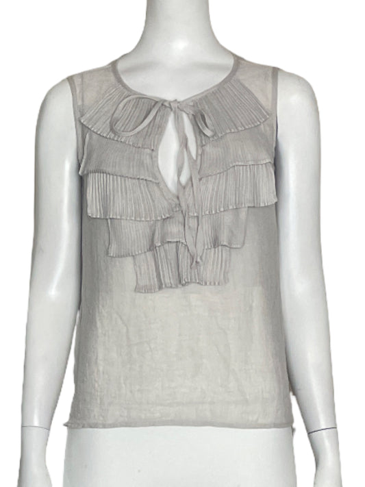 Blusa BCBG Vuelos Sin Mangas Gris-Talla XS