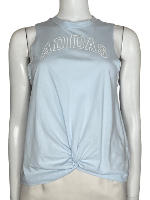 Top Adidas Sin Mangas Anudada Azul-Talla S