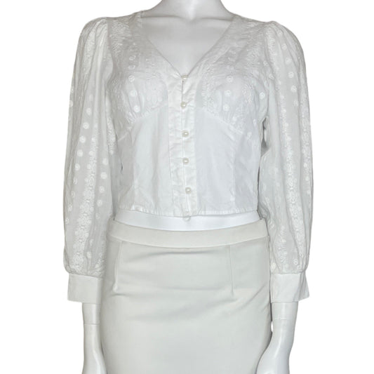 Blusa Sans Souci Encaje Frontal Blanco-Talla-S