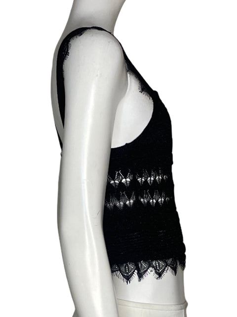 Top Zara Tiras Brillante Negro - Talla L