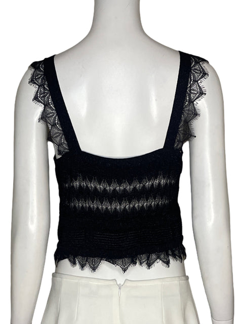 Top Zara Tiras Brillante Negro - Talla L