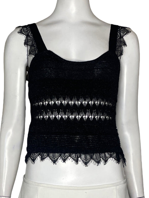 Top Zara Tiras Brillante Negro - Talla L