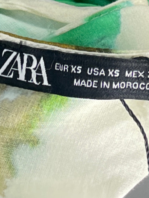 Vestido Zara Mini Drapeado Verde - Talla XS