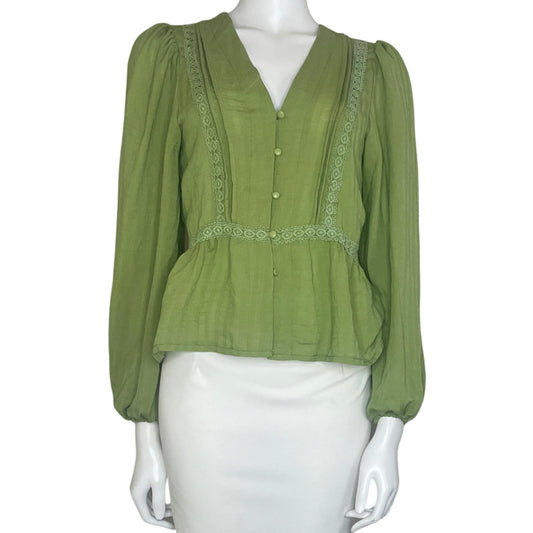 Blusa Chic Royal Cuello V Botones Verde-Talla S