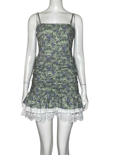 Vestido Klesis Mini Flores Verde - Talla S