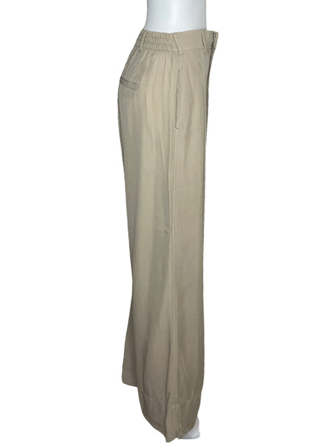 Pantalón Zara Fluido Recto Beige-Talla S