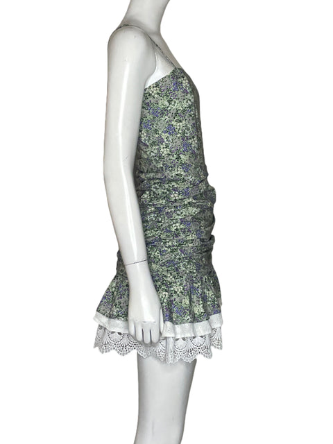 Vestido Klesis Mini Flores Verde - Talla S