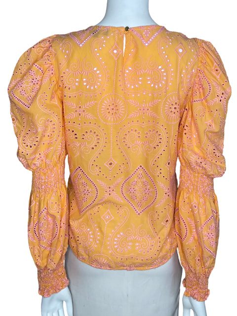 Blusa Padova Troquelada Manga Larga Naranja-Talla M