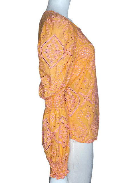 Blusa Padova Troquelada Manga Larga Naranja-Talla M