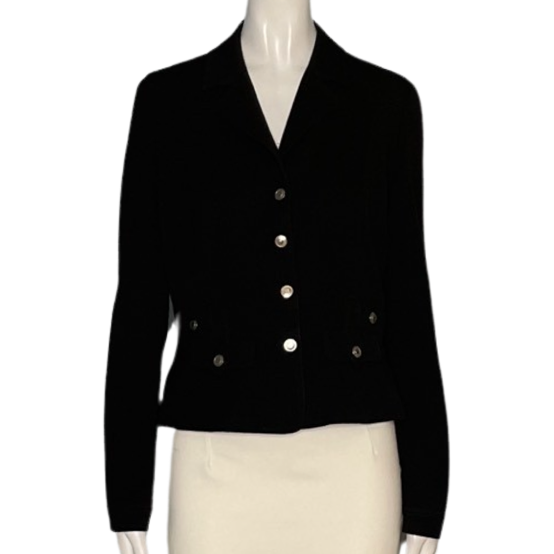 Blazer Vertigo Botones Plateados Bolsillos Falsos Negro-Talla M