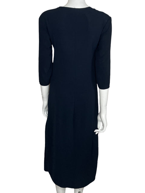 Vestido Zara Media Manga Drapeado Azul-Talla S