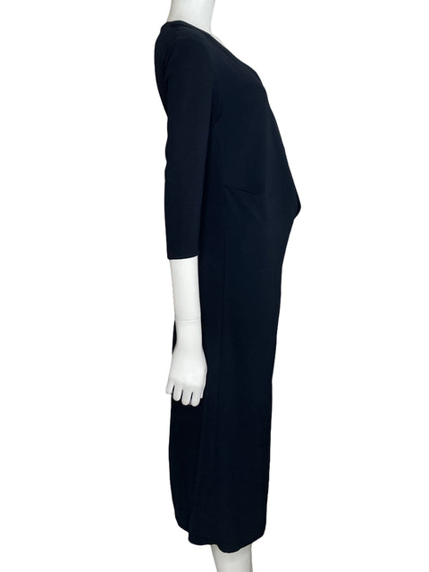Vestido Zara Media Manga Drapeado Azul-Talla S