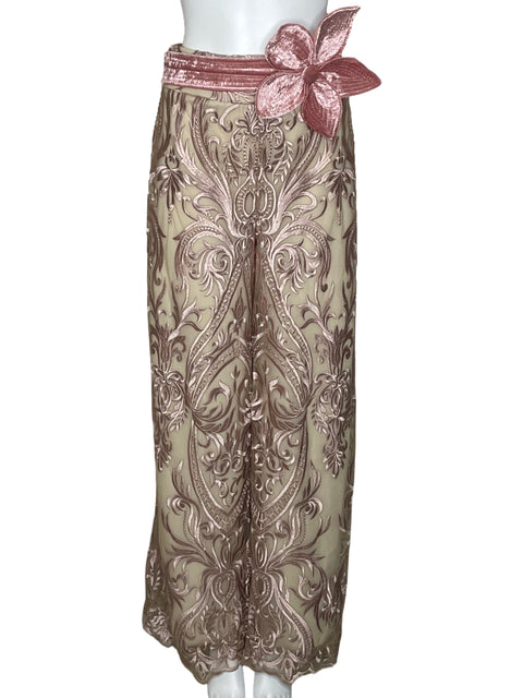 Pantalón Tesoro TPS Encaje Cinturón Beige-Talla U