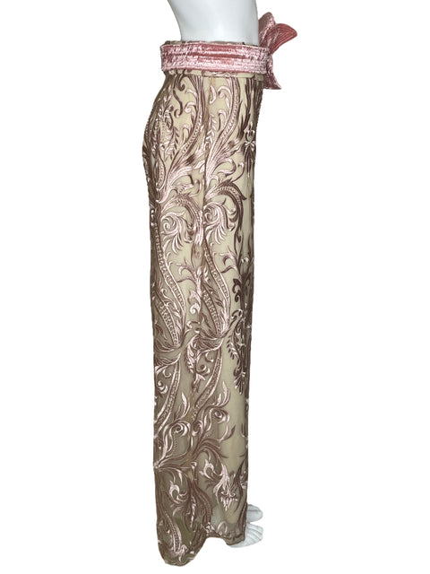 Pantalón Tesoro TPS Encaje Cinturón Beige-Talla U