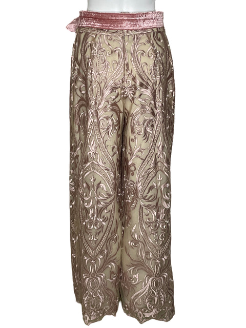 Pantalón Tesoro TPS Encaje Cinturón Beige-Talla U