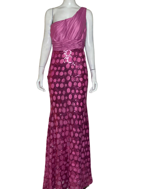 Vestido Coli Couture Corte Asimetrico Rosado-Talla M