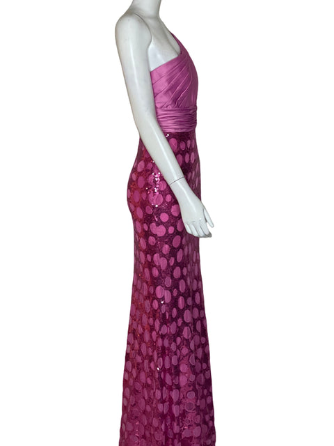 Vestido Coli Couture Corte Asimetrico Rosado-Talla M