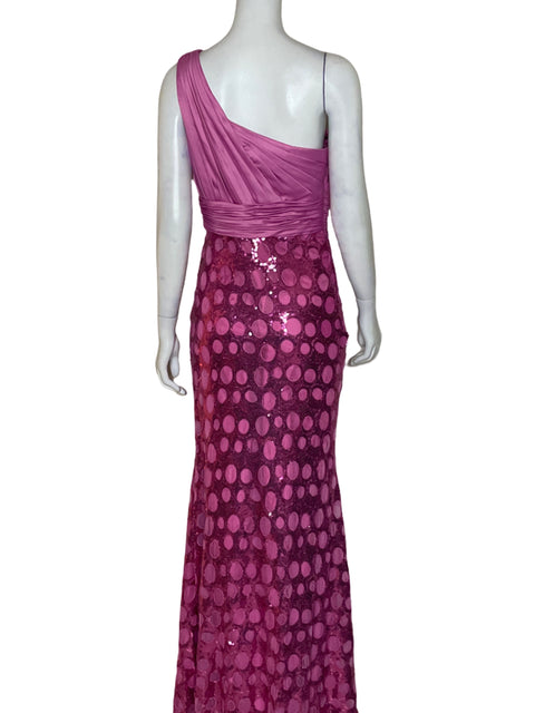Vestido Coli Couture Corte Asimetrico Rosado-Talla M