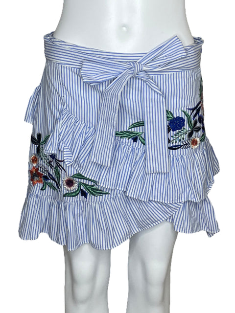 Falda Zara Vuelo Bordado Azul-Talla M