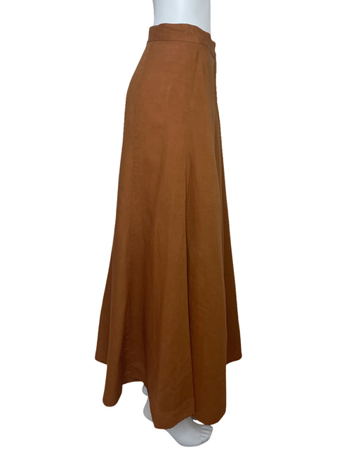 Falda Zara Maxi Bolsillo Marron-Talla L