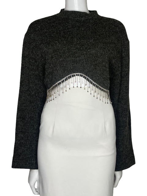 Sweater Zara Mangas Larga Gris - Talla S
