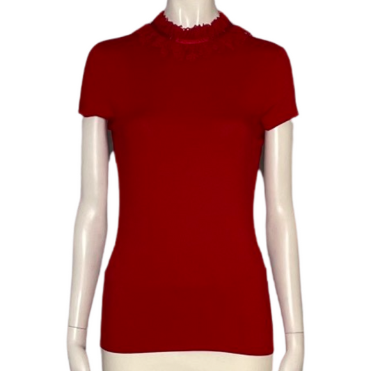 Blusa Ted Baker Cuello Ruffle Roja- Talla 1