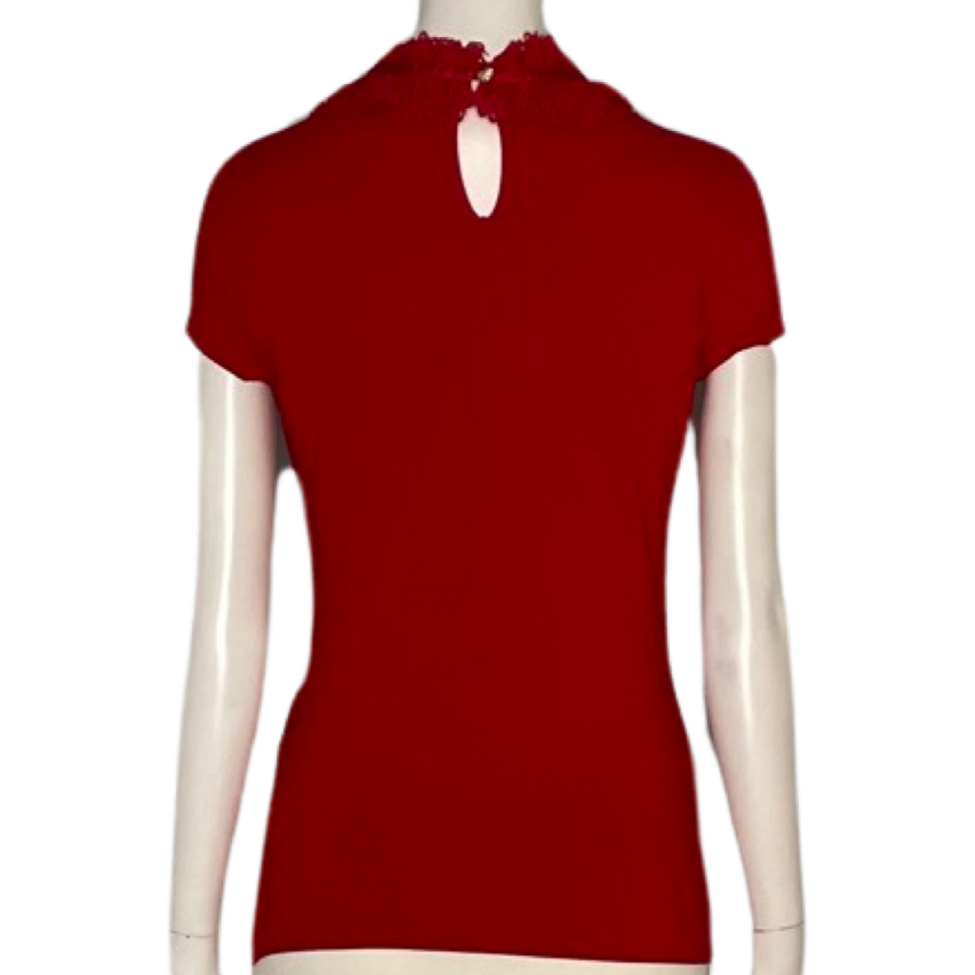 Blusa Ted Baker Cuello Ruffle Roja- Talla 1