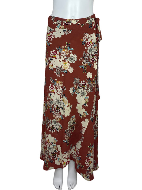 Falda Zara Pareo Estampado Marron-Talla M
