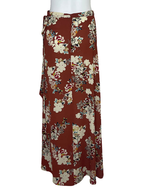 Falda Zara Pareo Estampado Marron-Talla M