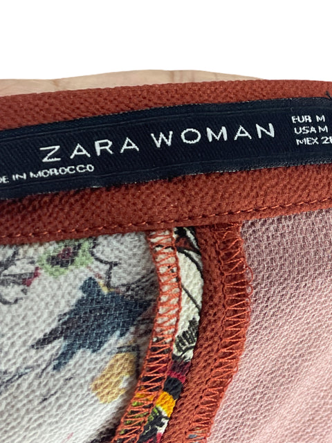 Falda Zara Pareo Estampado Marron-Talla M