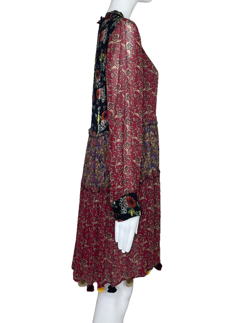 Vestido Zara Bohemio Estapamdo Rojo-Talla M