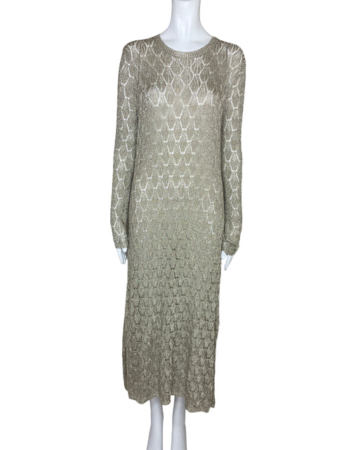Vestido Zara Malla Metalizado Dorado-Talla L