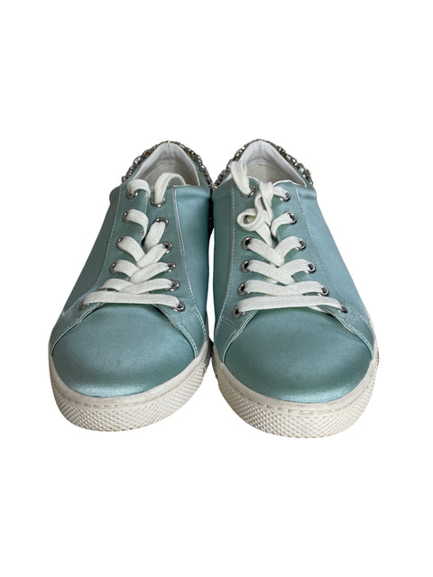 Calzado Badgley Mischka Satinadas Cristales Azul-Talla 7 1/2
