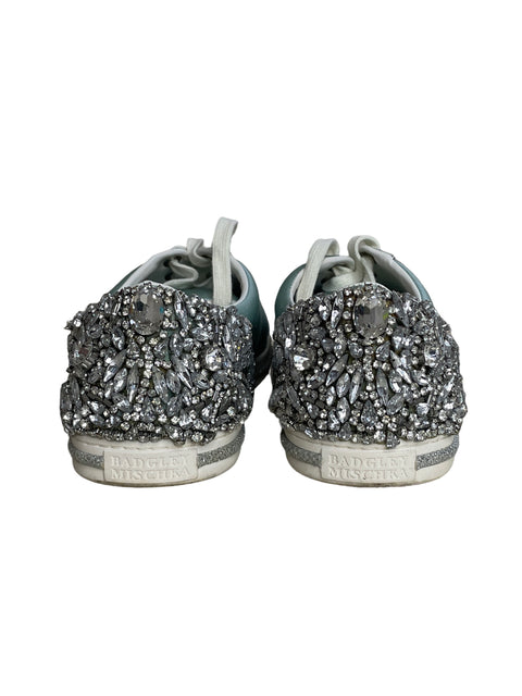 Calzado Badgley Mischka Satinadas Cristales Azul-Talla 7 1/2