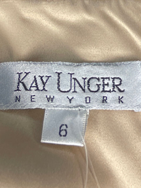 Vestido Kay Unger Cuello en V Dorado-Talla M