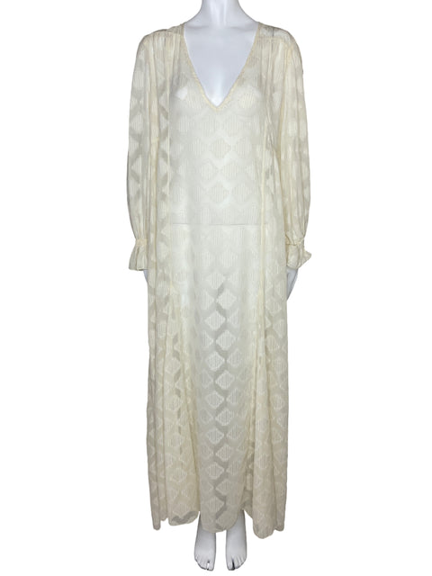 Vestido Tesoro TPS Cuello V Rombo Beige-Talla M