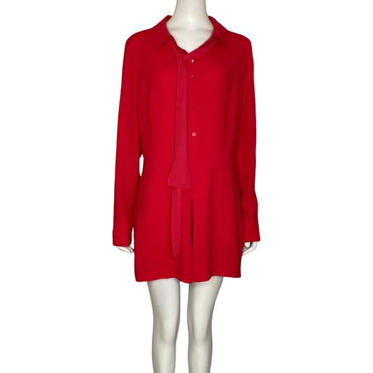 Romper BCBGMaxazria Joleen Manga Larga 
Rojo-Talla M