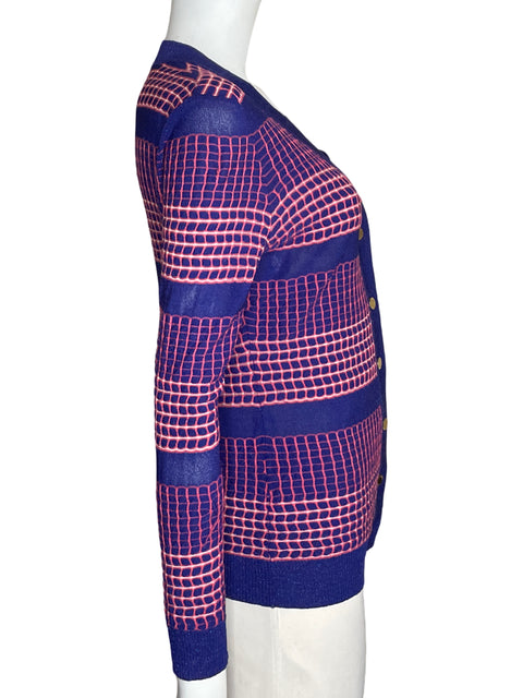 Cárdigan Tory Burch Cuadros Morado-Talla S