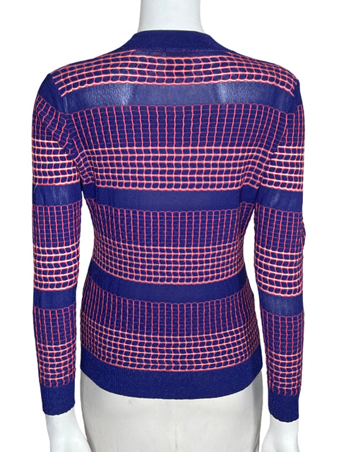 Cárdigan Tory Burch Cuadros Morado-Talla S