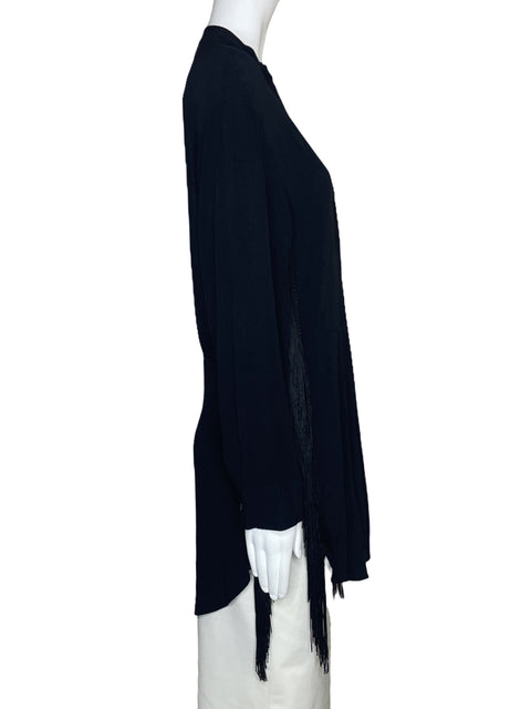 Blusa Zara Cuello V Flecos Negro-Talla XS